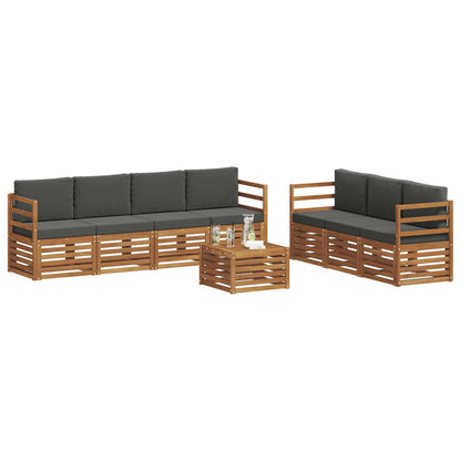 Set divani 8 pcs Naturale e Antracite Legno di Acacia Massello