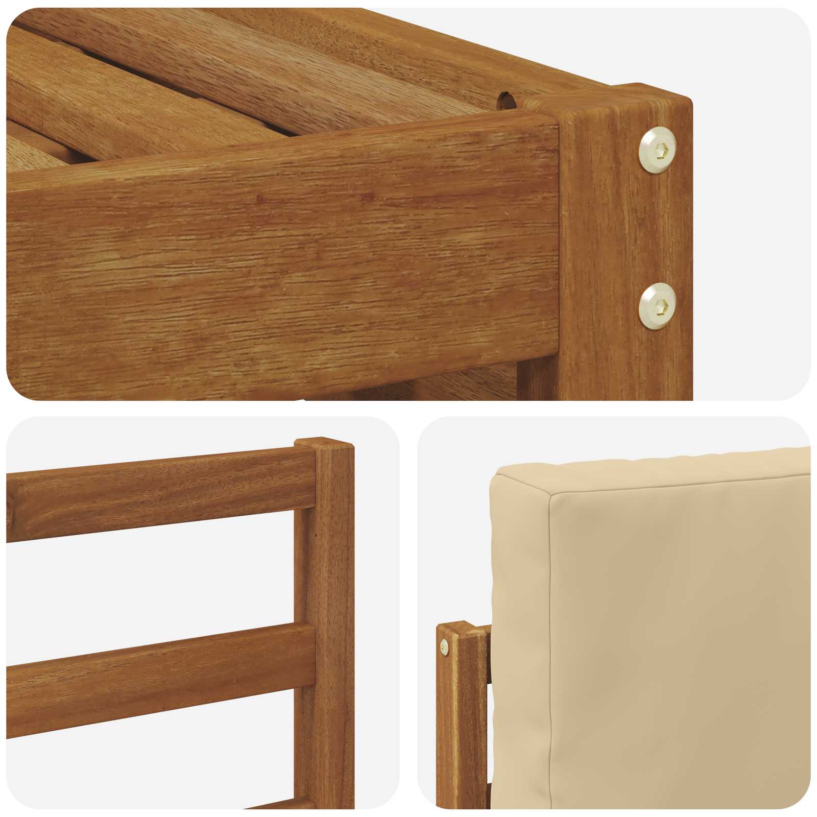 Set divani 8 pcs Naturale e Beige Legno di Acacia Massello | homemem39