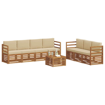 Set divani 8 pcs Naturale e Beige Legno di Acacia Massello | homemem39