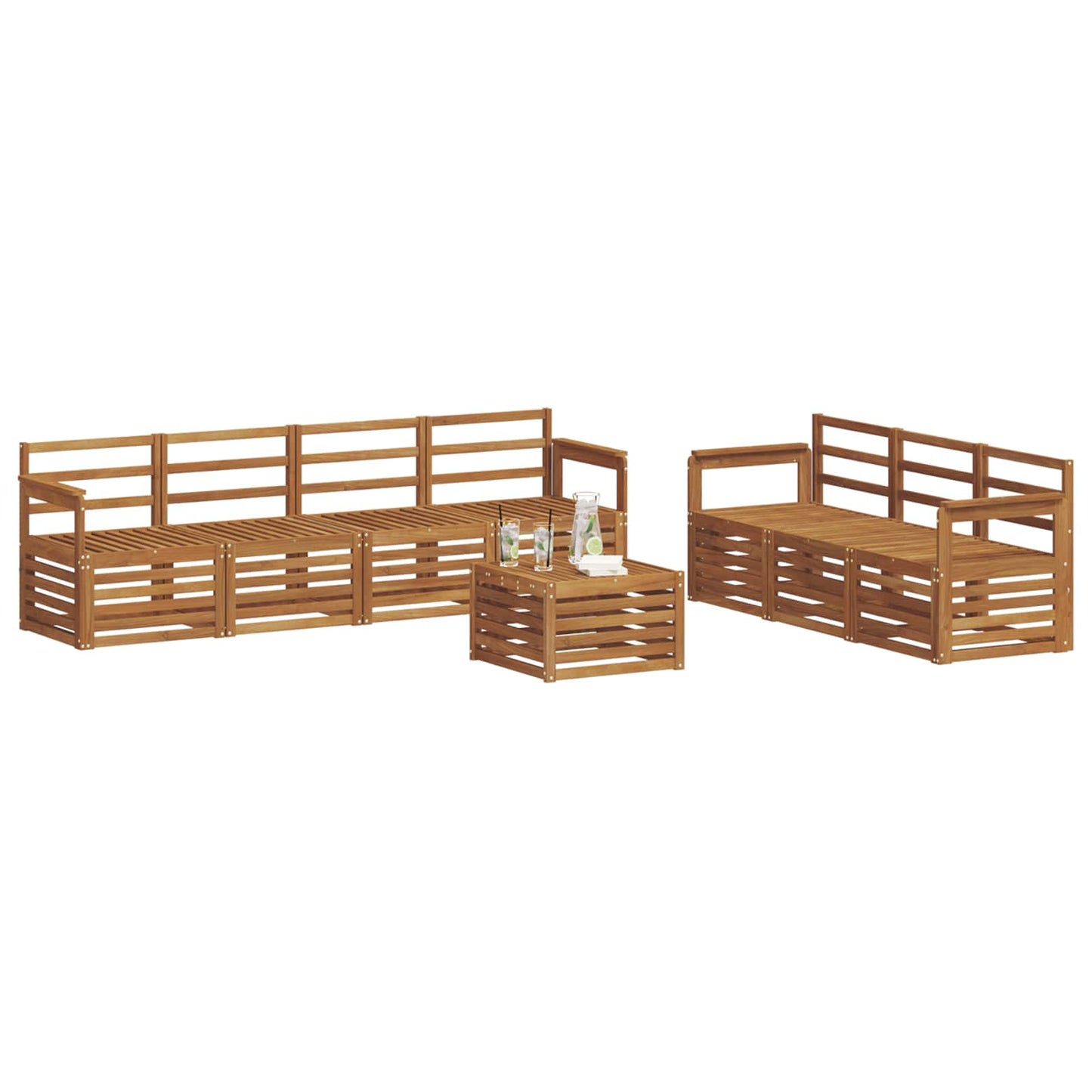 Set divani 8 pcs Naturale Legno di Acacia Massello | homemem39
