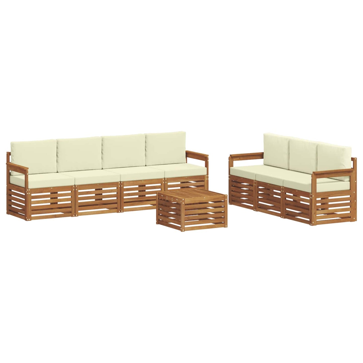 Set divani 8 pcs Naturale e Crema Legno di Acacia Massello | homemem39
