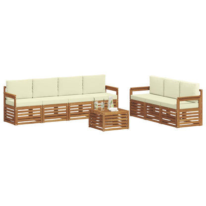 Set divani 8 pcs Naturale e Crema Legno di Acacia Massello | homemem39