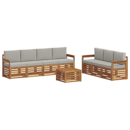 Set divani con cuscino 8 pcs Grigio Naturale e Chiaro