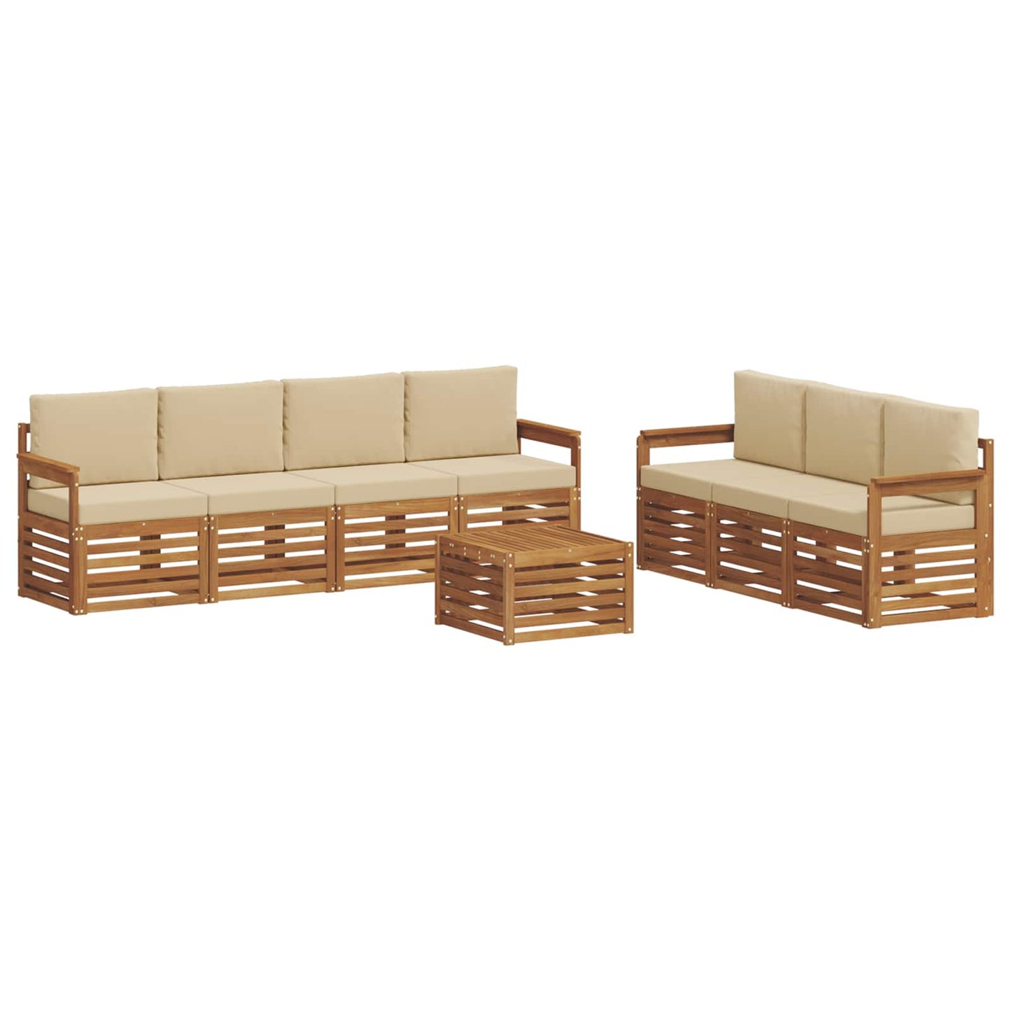 Set divani 8 pcs Naturale e Beige Legno di Acacia Massello | homemem39