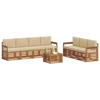 Set divani 8 pcs Naturale e Beige Legno di Acacia Massello | homemem39