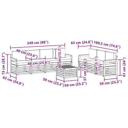 Set divani 8 pcs Naturale e Beige Legno di Acacia Massello | homemem39