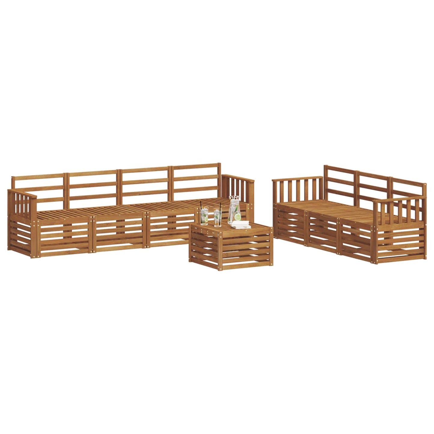Set divani 8 pcs Naturale Legno di Acacia Massello
