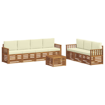 Set divani 8 pcs Naturale e Crema Legno di Acacia Massello
