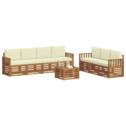 Set divani 8 pcs Naturale e Crema Legno di Acacia Massello