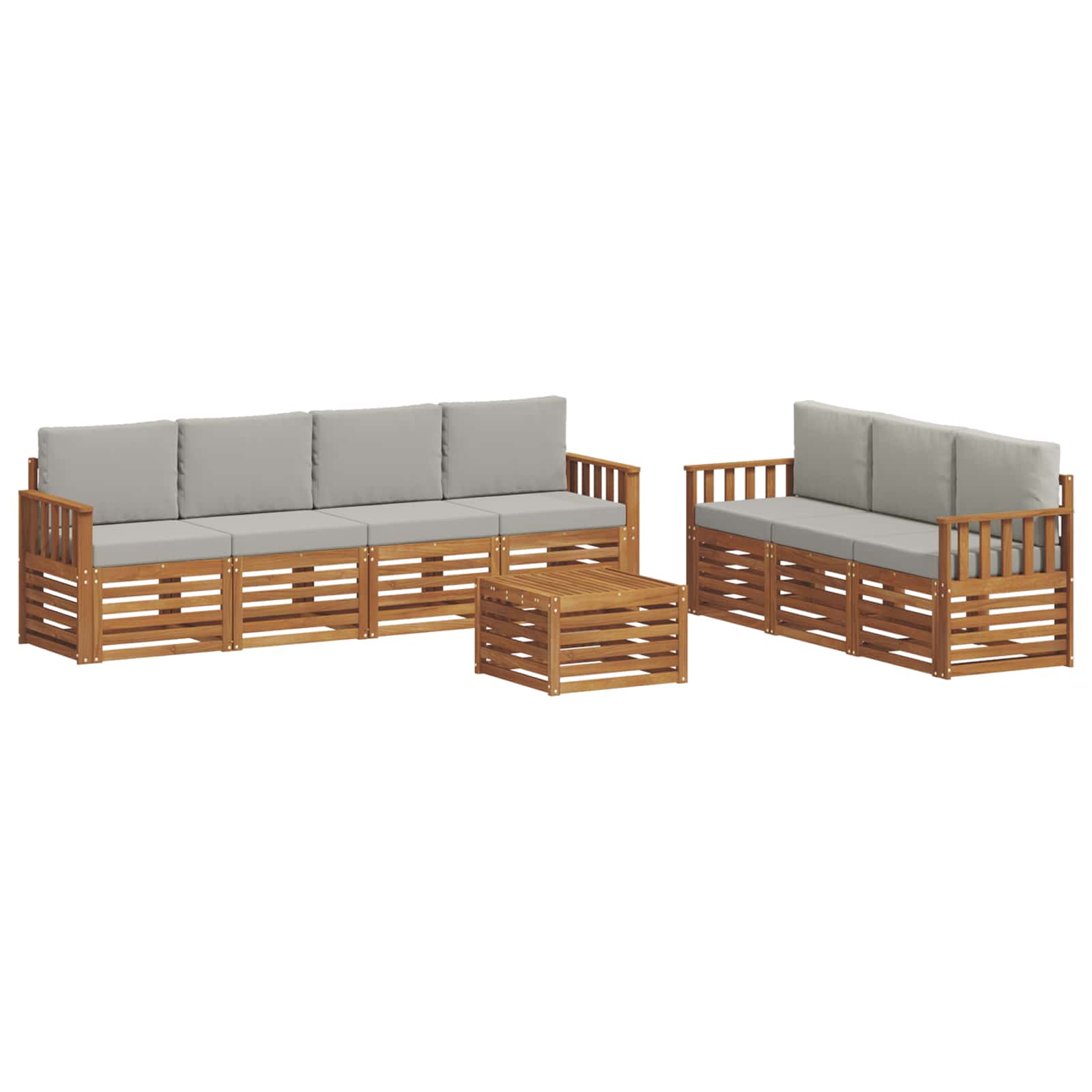 Set divani con cuscino 8 pcs Grigio Naturale e Chiaro | homemem39