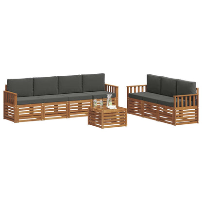 Set divani 8 pcs Naturale e Antracite Legno di Acacia Massello | homemem39