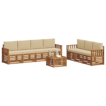 Set divani 8 pcs Naturale e Beige Legno di Acacia Massello | homemem39