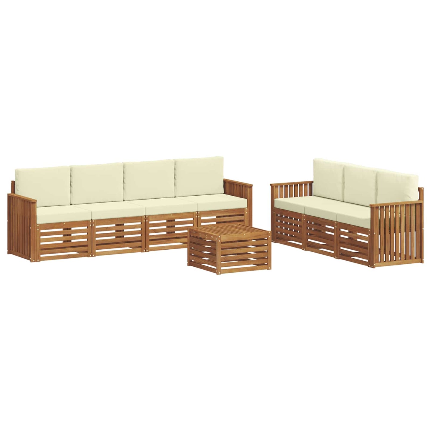 Set divani 8 pcs Naturale e Crema Legno di Acacia Massello | homemem39