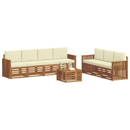 Set divani 8 pcs Naturale e Crema Legno di Acacia Massello | homemem39