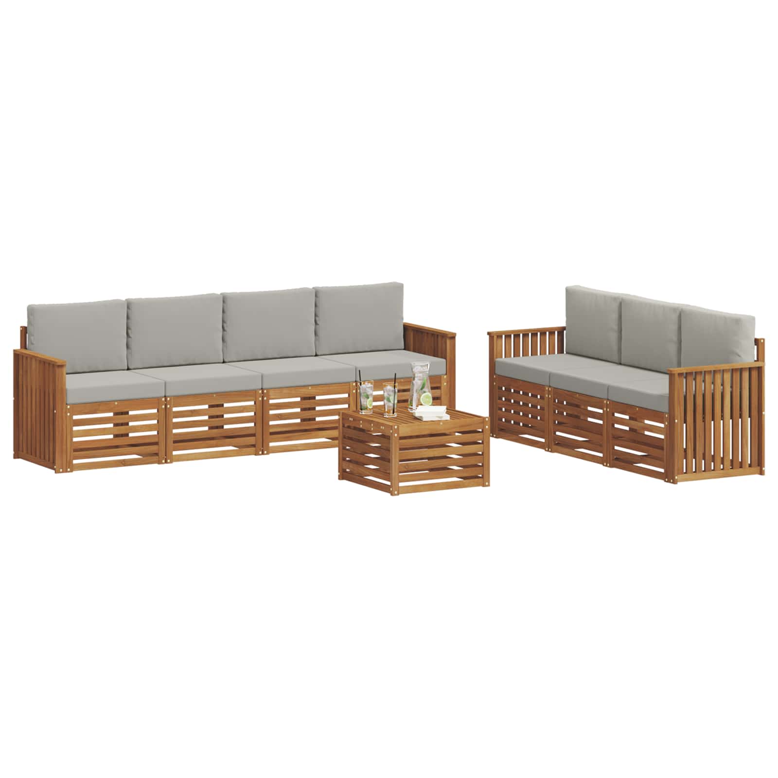 Set divani con cuscino 8 pcs Grigio Naturale e Chiaro | homemem39