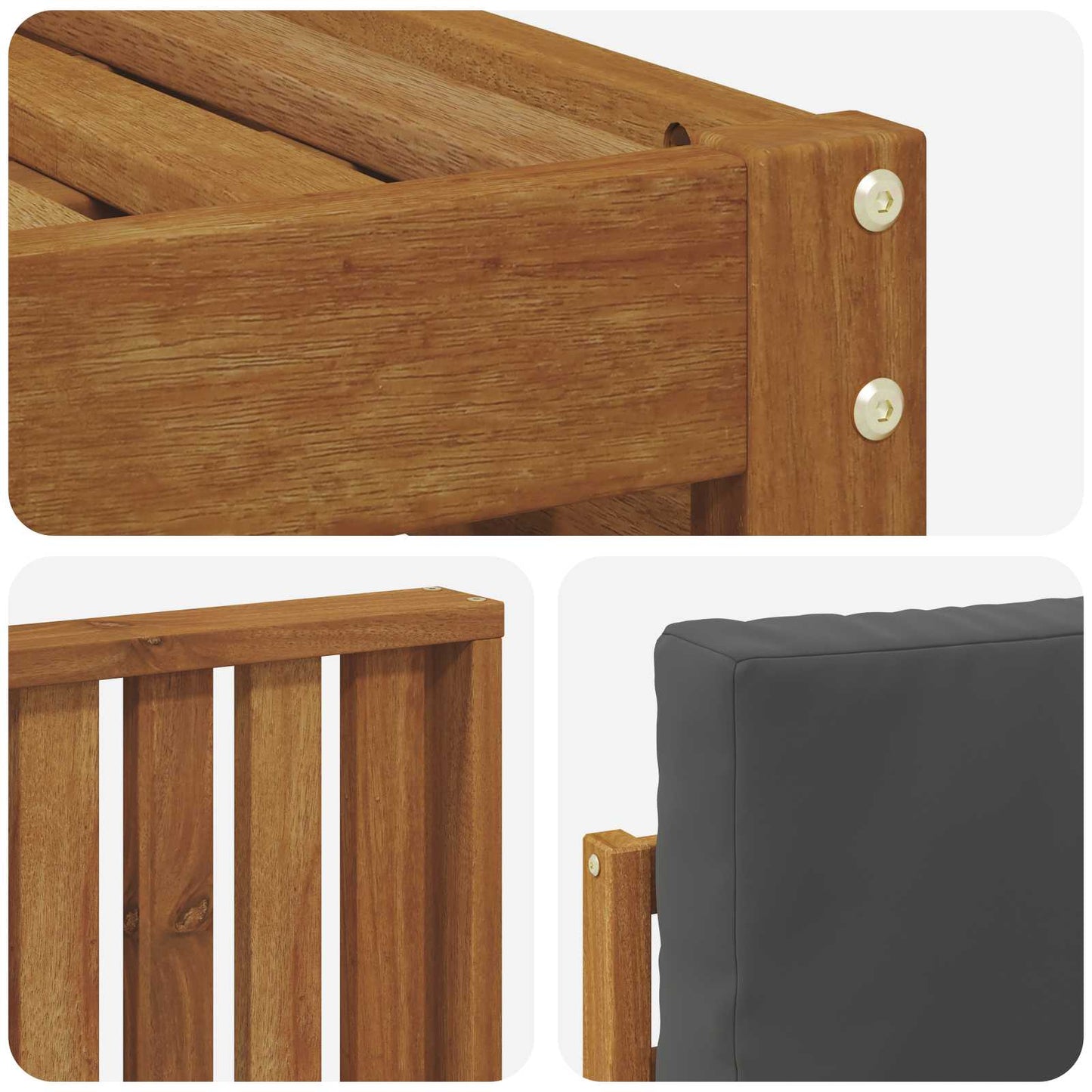 Set divani 8 pcs Naturale e Antracite Legno di Acacia Massello | homemem39