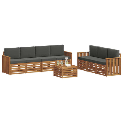 Set divani 8 pcs Naturale e Antracite Legno di Acacia Massello