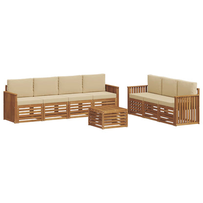 Set divani 8 pcs Naturale e Beige Legno di Acacia Massello | homemem39
