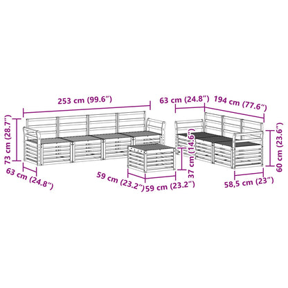 Set divani 8 pcs Naturale Legno di Acacia Massello | homemem39