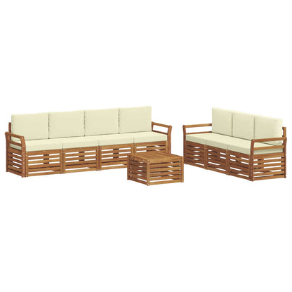 Set divani 8 pcs Naturale e Crema Legno di Acacia Massello | homemem39
