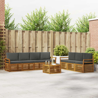 Set divani 8 pcs Naturale e Antracite Legno di Acacia Massello | homemem39