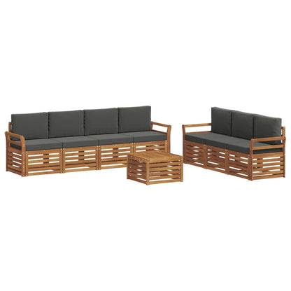 Set divani 8 pcs Naturale e Antracite Legno di Acacia Massello | homemem39