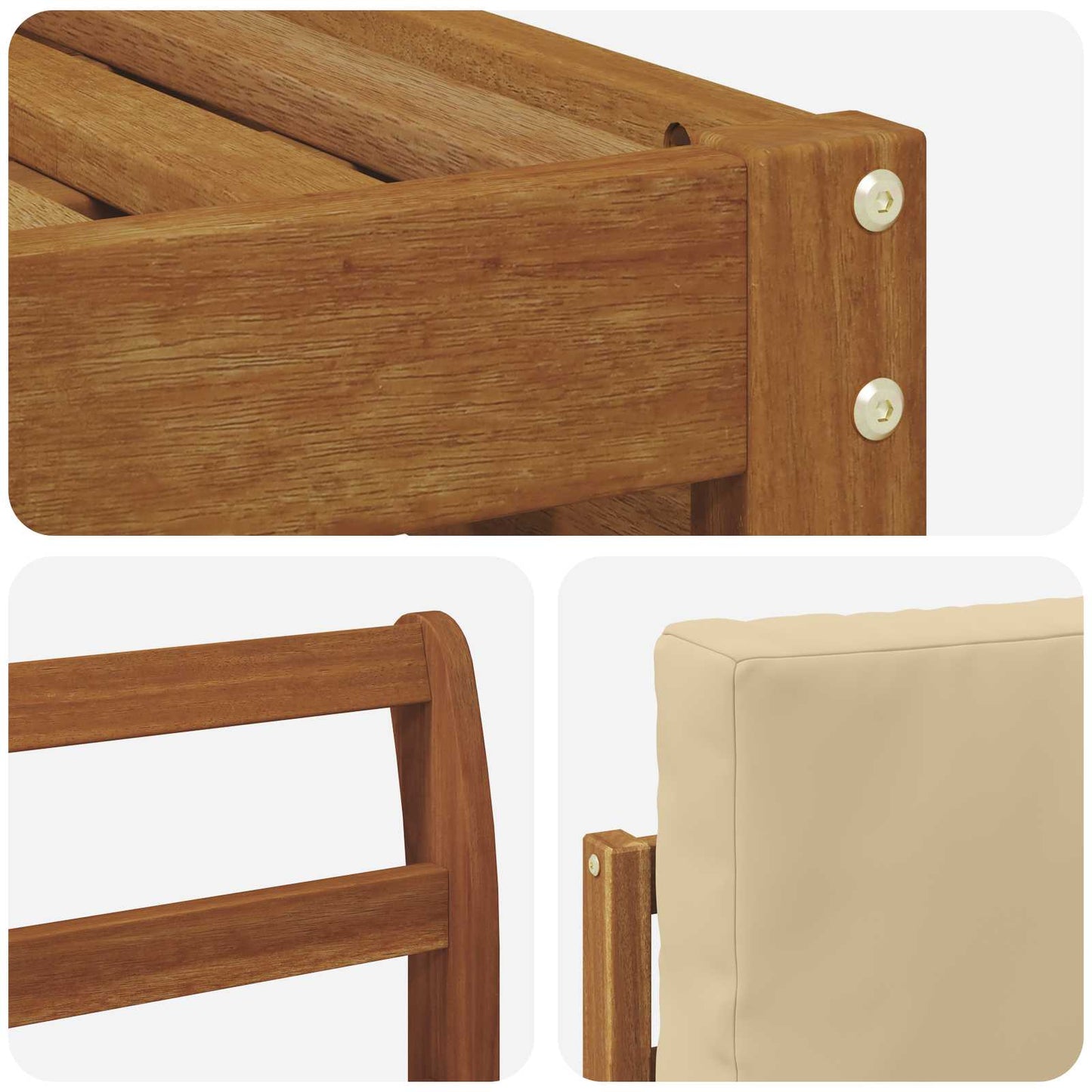 Set divani 8 pcs Naturale e Beige Legno di Acacia Massello | homemem39