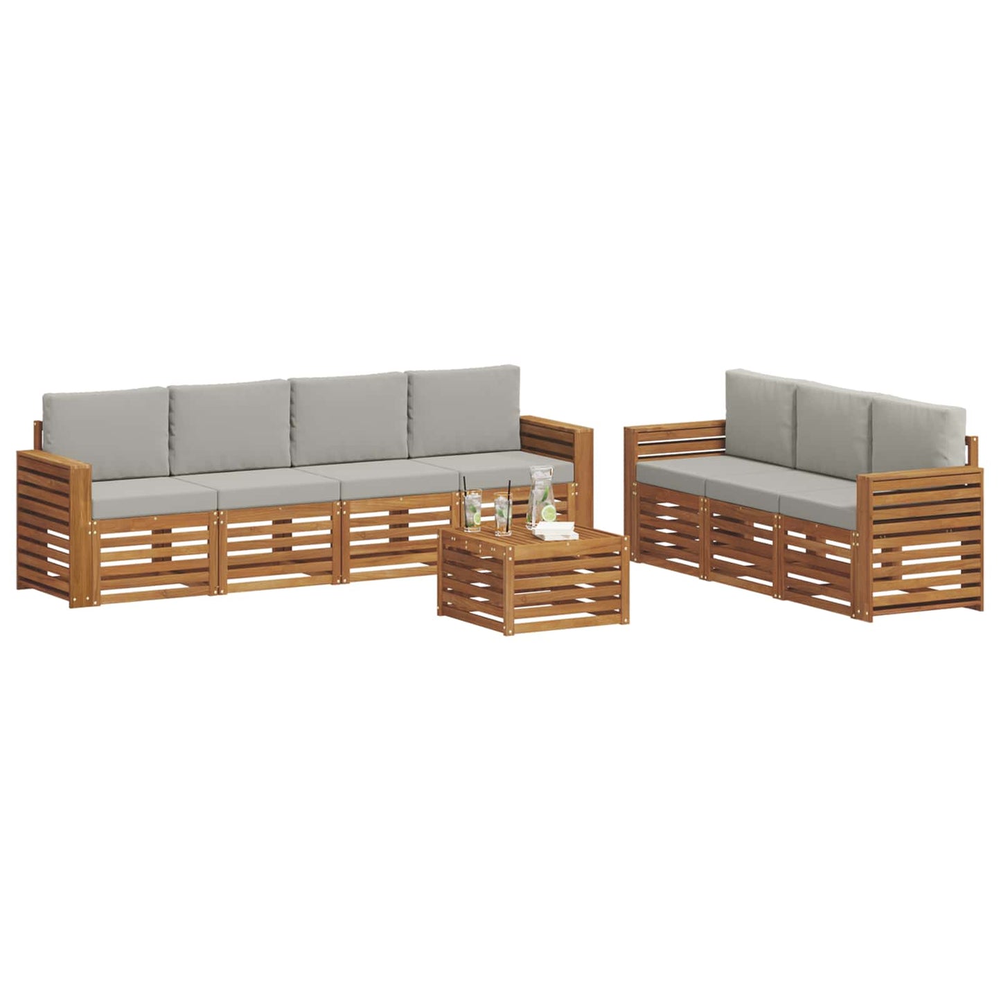 Set divani con cuscino 8 pcs Grigio Naturale e Chiaro | homemem39