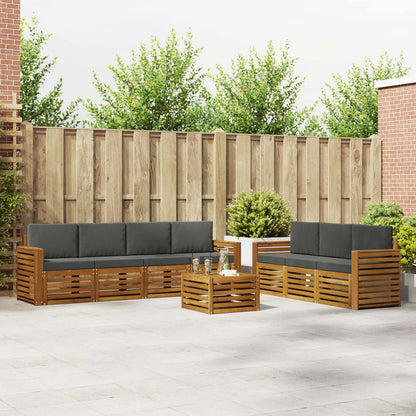Set divani 8 pcs Naturale e Antracite Legno di Acacia Massello | homemem39
