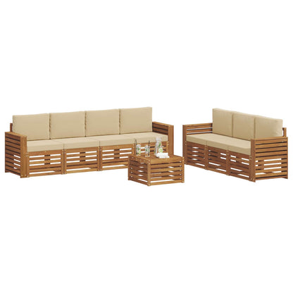 Set divani 8 pcs Naturale e Beige Legno di Acacia Massello | homemem39