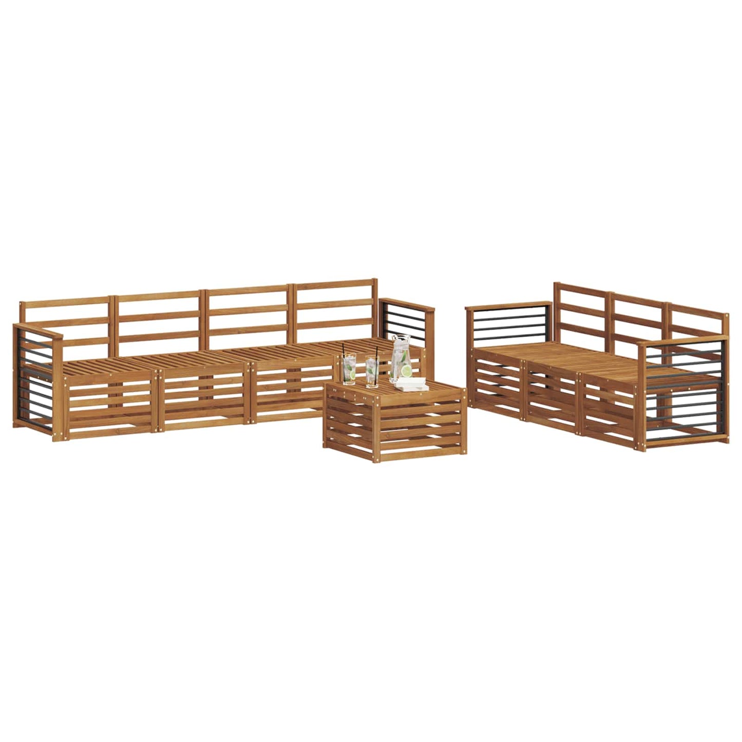 Set divani 8 pcs Naturale Legno di Acacia Massello | homemem39