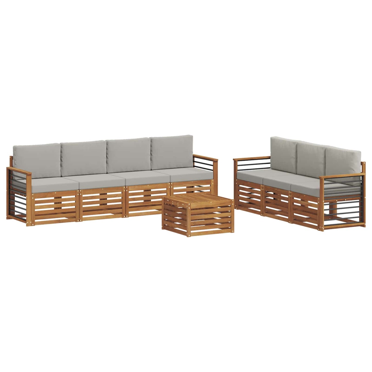Set divani con cuscino 8 pcs Grigio Naturale e Chiaro | homemem39