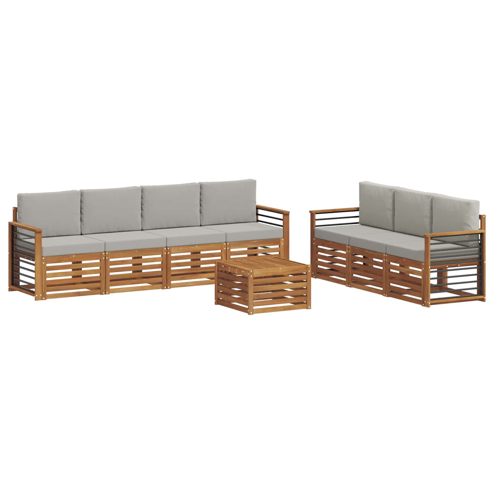 Set divani con cuscino 8 pcs Grigio Naturale e Chiaro | homemem39