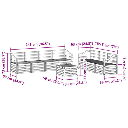 Set divani 8 pcs Naturale Legno di Acacia Massello | homemem39