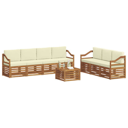 Set divani 8 pcs Naturale e Crema Legno di Acacia Massello