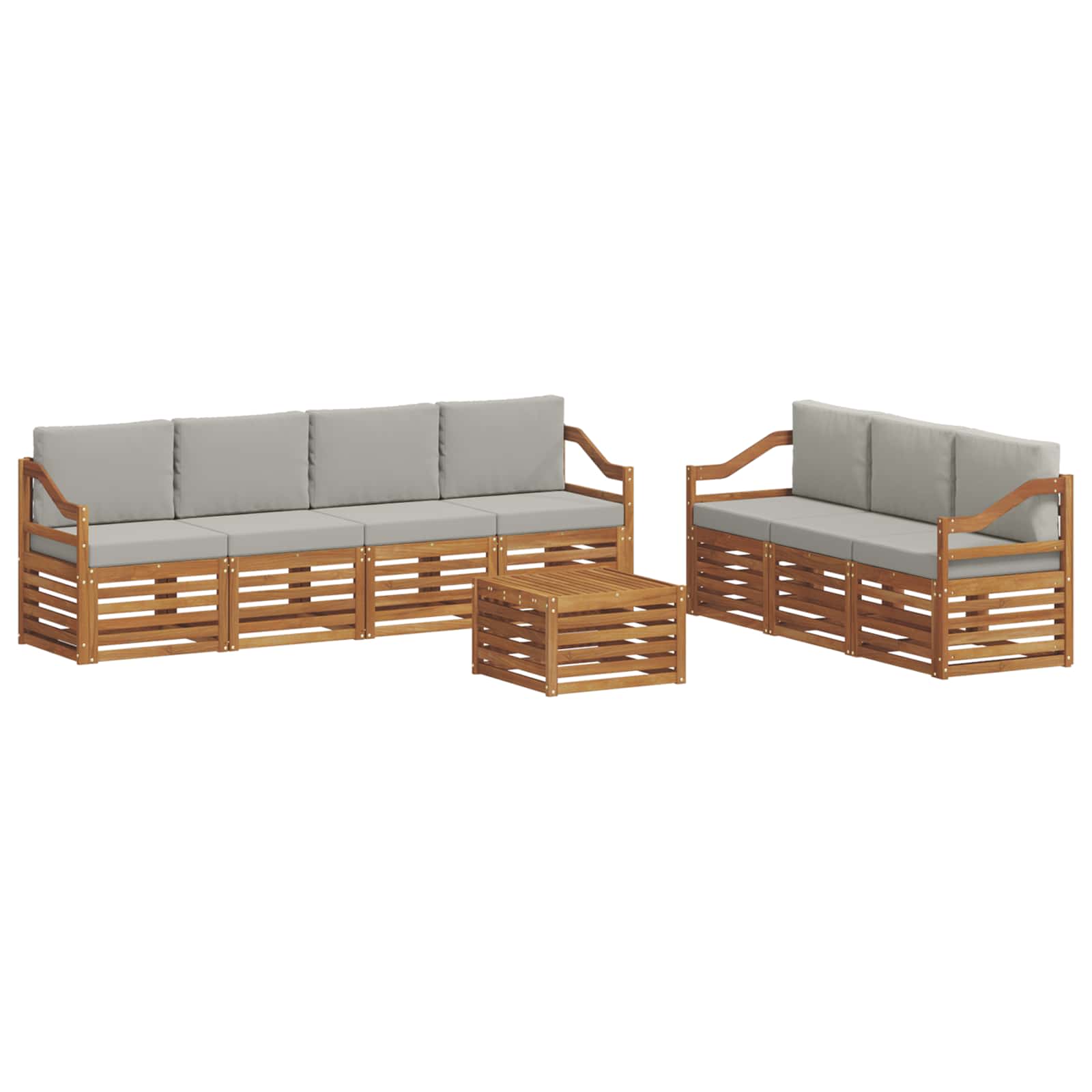 Set divani con cuscino 8 pcs Grigio Naturale e Chiaro | homemem39