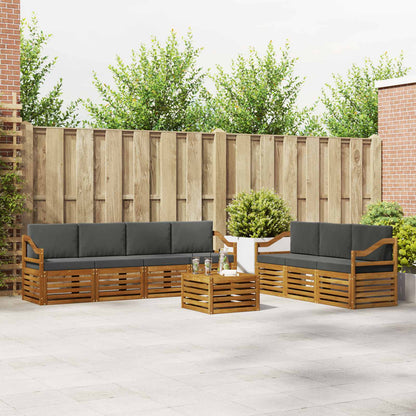 Set divani 8 pcs Naturale e Antracite Legno di Acacia Massello