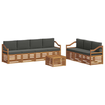Set divani 8 pcs Naturale e Antracite Legno di Acacia Massello