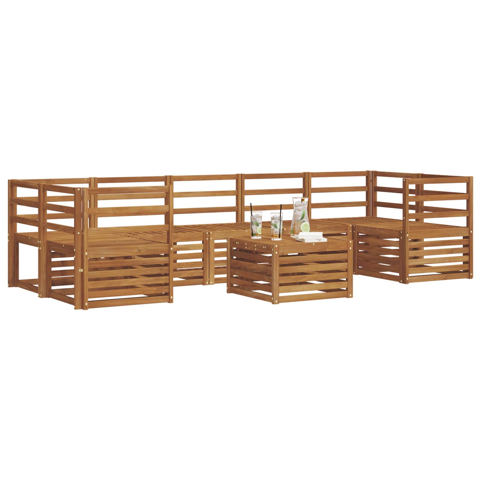 Set divani 8 pcs Naturale Legno di Acacia Massello | homemem39