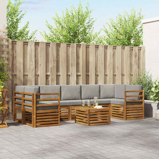 Set di divani da esterno 8 pcs Grigio Naturale e Chiaro | homemem39