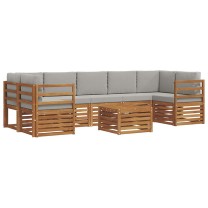 Set di divani da esterno 8 pcs Grigio Naturale e Chiaro | homemem39