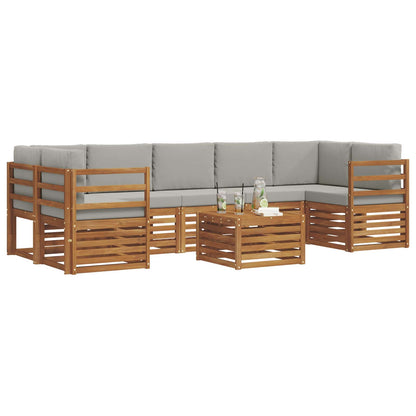 Set di divani da esterno 8 pcs Grigio Naturale e Chiaro | homemem39