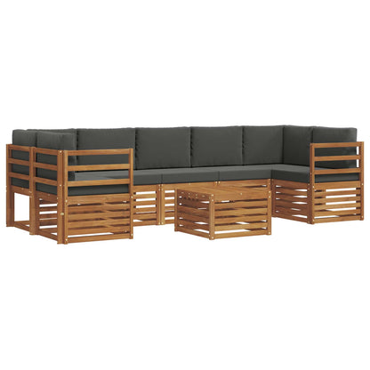 Set di divani da esterno con cuscino 8 pcs Naturale e Antracite | homemem39