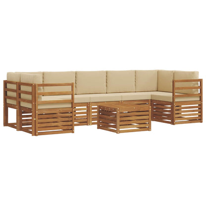 Set di divani da esterno con cuscino 8 pcs Naturale e Beige | homemem39