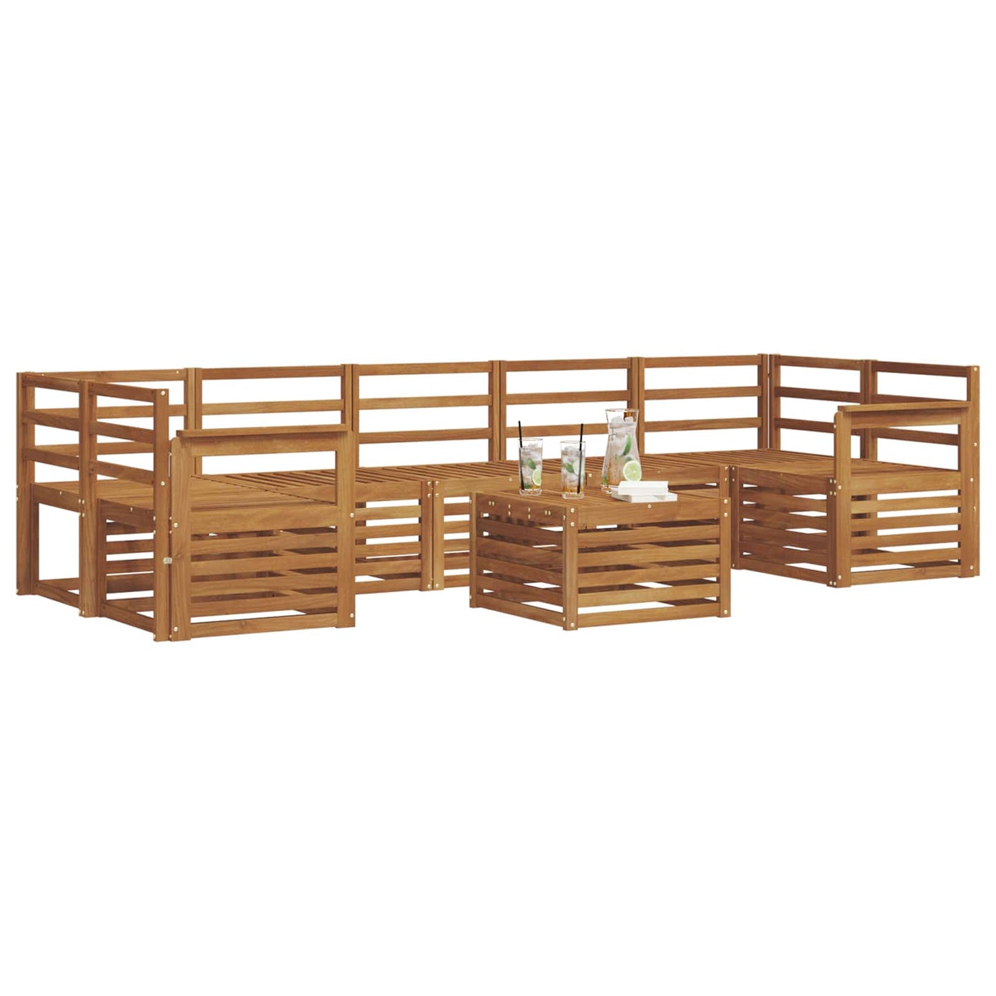 Set divani 8 pcs Naturale Legno di Acacia Massello | homemem39