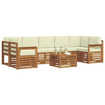 Set di divani da esterno con cuscino 8 pcs Naturale e Crema | homemem39