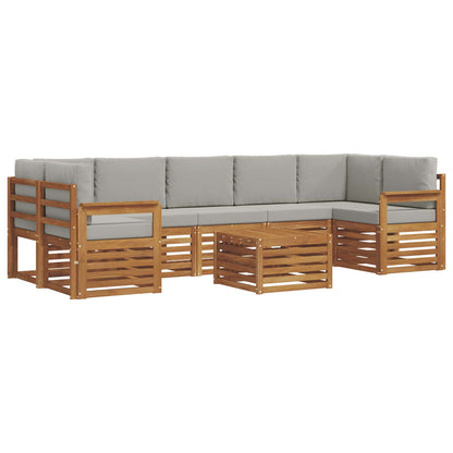 Set di divani da esterno 8 pcs Grigio Naturale e Chiaro