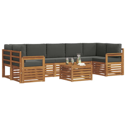 Set di divani da esterno con cuscino 8 pcs Naturale e Antracite | homemem39