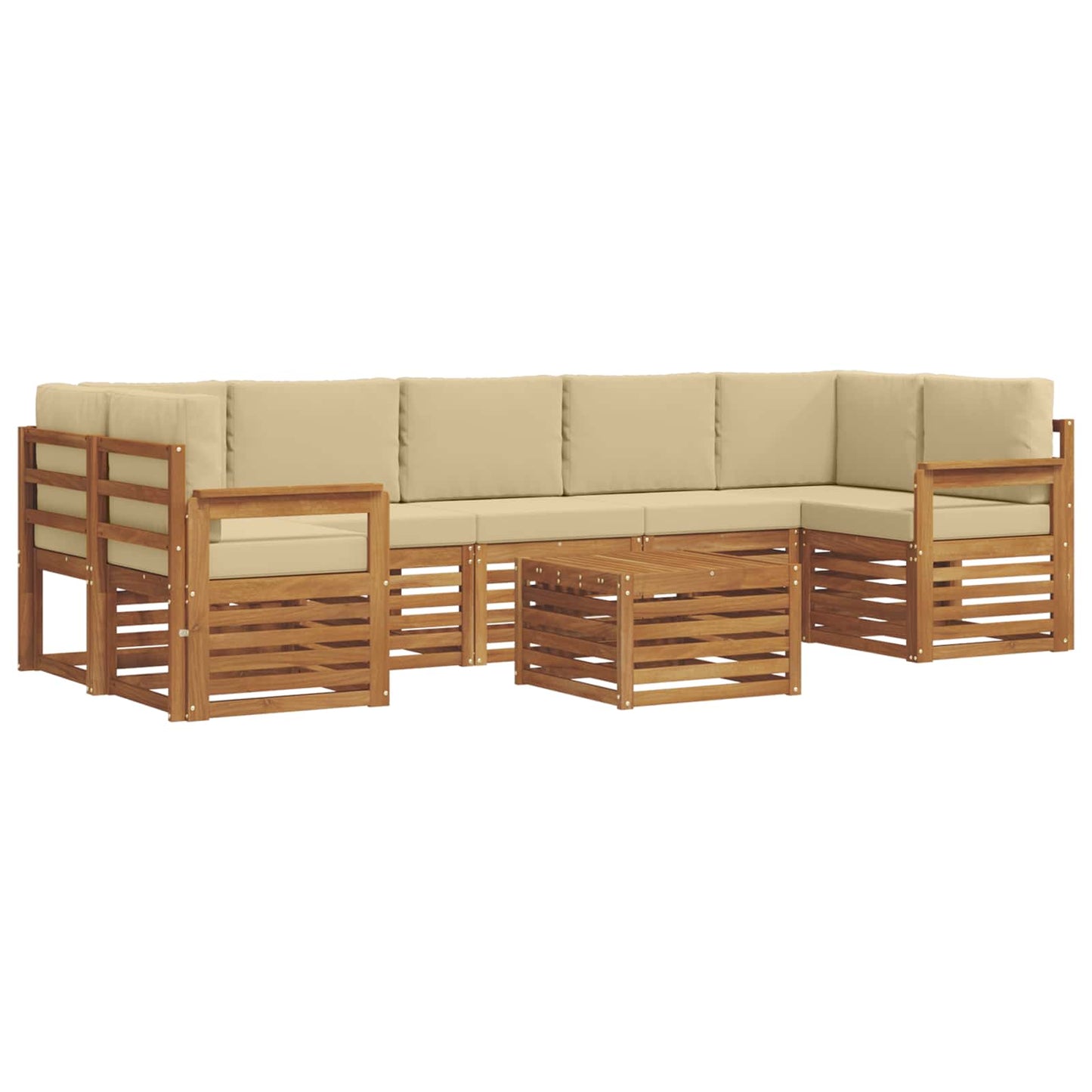 Set di divani da esterno con cuscino 8 pcs Naturale e Beige