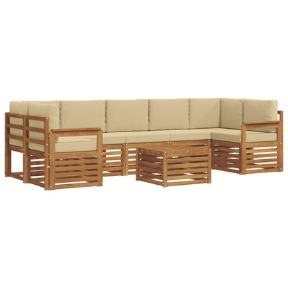 Set di divani da esterno con cuscino 8 pcs Naturale e Beige